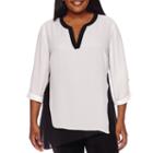 Worthington 3/4-sleeve Colorblock Asymmetrical Tunic - Plus