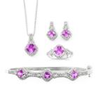 Lab Created Pink Sapphire & Cubic Zirconia 4-pc. Boxed Jewelry Set
