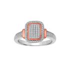 1/10 C.t. Tw. Diamond Sterling Silver With 14k Rose Gold Accent Ring