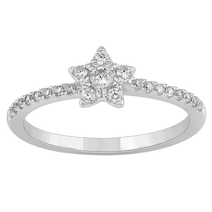 Enchanted Disney Fine Jewelry Womens 1/4 Ct. T.w. Round Diamond 10k Gold Promise Ring
