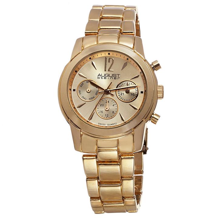 August Steiner Womens Gold Tone Strap Watch-as-8087yg