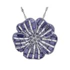 Sterling Silver Purple And White Crystal Flower Pendant Necklace
