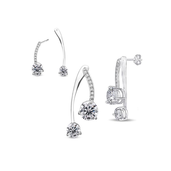 White Cubic Zirconia Sterling Silver Drop Earrings