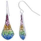 Sparkle Allure Silver Over Brass Rainbow Crystal Teardrop Earrings