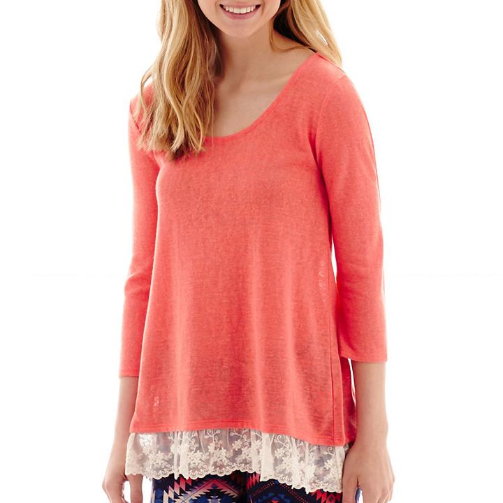 Arizona 3/4 Sleeve Lace Knit Hem Tunic