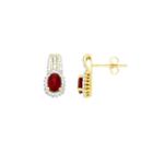 Lead Glass-filled Ruby And Diamond Accent Drop Earrings In 10k Gold
