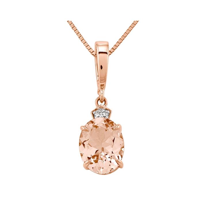 Genuine Morganite & Diamond Accent 14k Rose Gold Pendant Necklace
