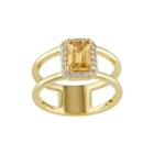 Genuine Citrine And Diamond-accent Split-band Ring