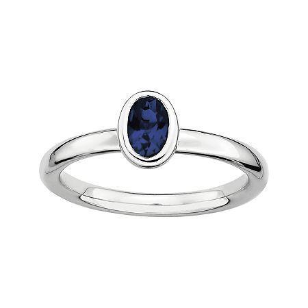 Personally Stackable Oval Lab-created Blue Sapphire Ring