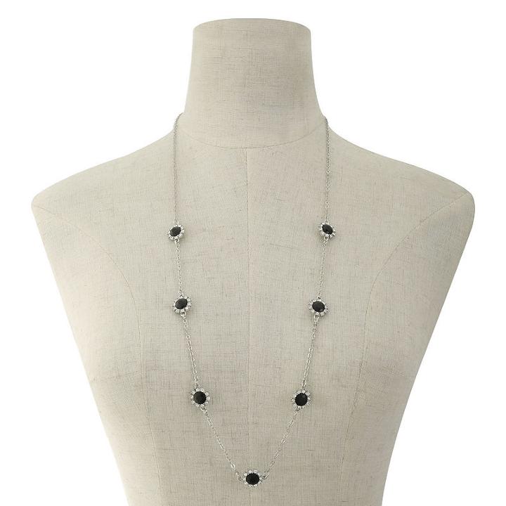 Mixit Womens Black Strand Necklace