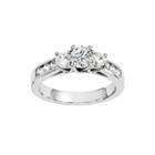 7/8 Ct. T.w. Diamond 14k White Gold Channel Set 3-stone Engagement Ring