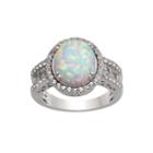 Oval Lab-created Opal And White Sapphire Ring