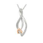 1/4 Ct. T.w. Diamond Sterling Silver & 10k Rose Gold Heart Teardrop Pendant Necklace