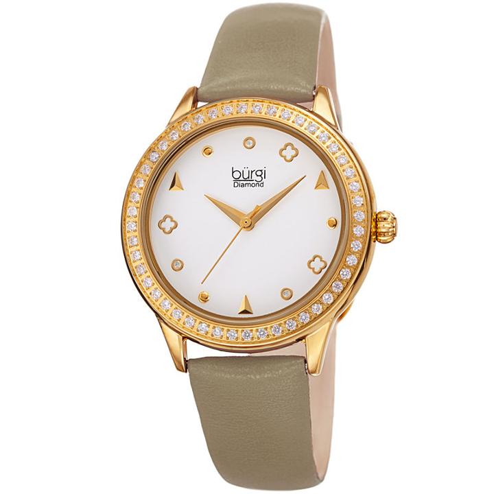 Burgi Womens Brown Strap Watch-b-221tp