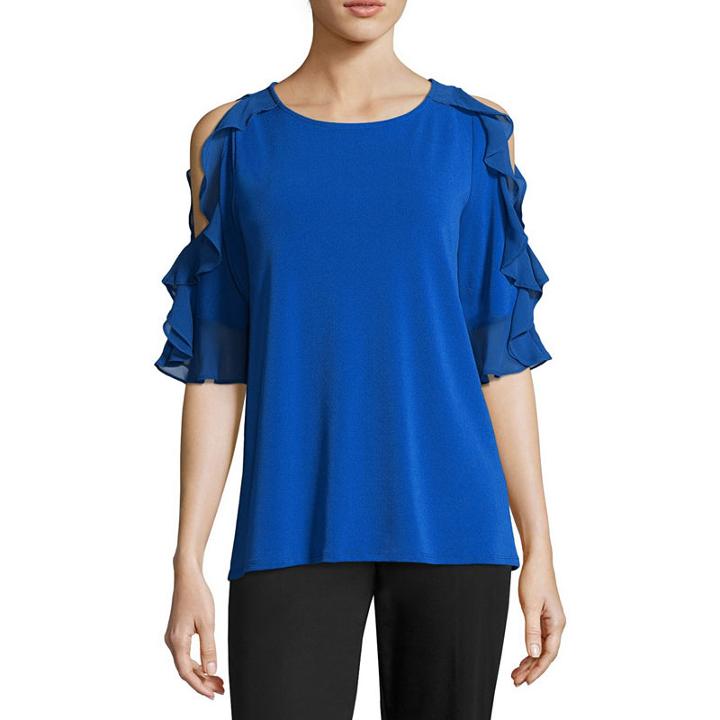 Worthington 3/4 Sleeve Crew Neck Knit Blouse