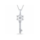 Enchanted By Disney Diamond Accent Frozen Snowflake Key Pendant Necklace In Sterling Silver