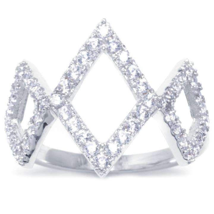 Sparkle Allure Womens White Cubic Zirconia Brass Band