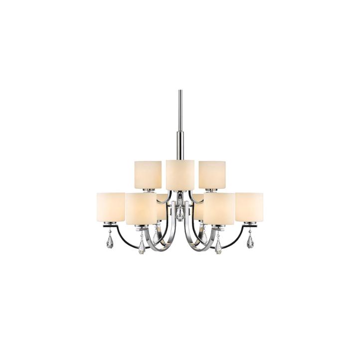 Evette 9-light Chandelier In Chrome With Opal Glass