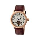Heritor Automatic Piccard Mens Semi-skeleton Leather Date-rose Gold/silver Watches