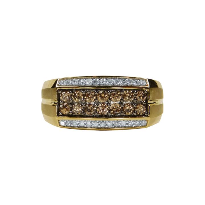 Mens 3/4 Ct. T.w. White And Color-enhanced Champagne Diamond Ring