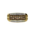 Mens 3/4 Ct. T.w. White And Color-enhanced Champagne Diamond Ring