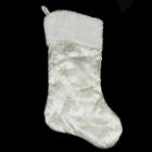 20 White And Gold Glittered Snowflake Christmas Stocking With Faux Fur Cuff