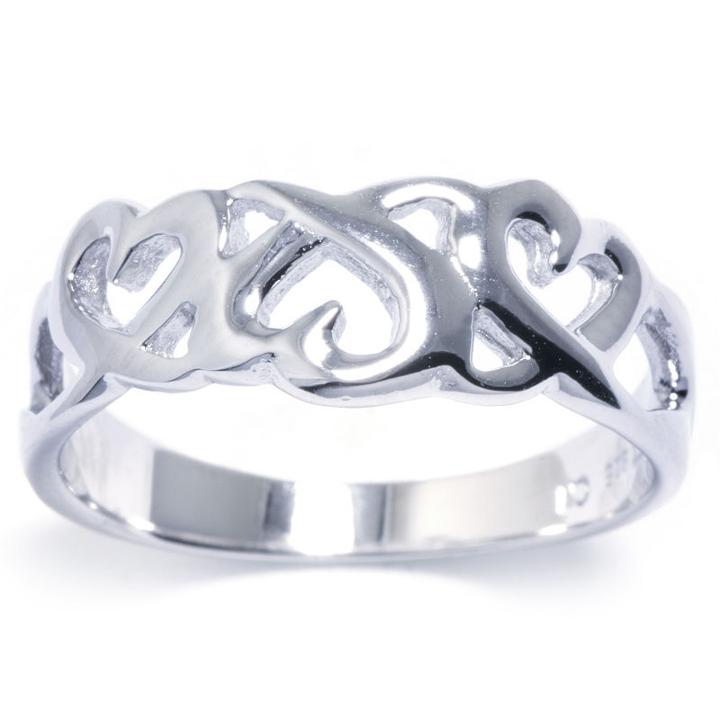 Silver Treasures Womens Sterling Silver Ribbon Heart Ring