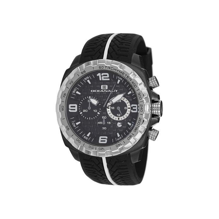 Oceanaut Mens Racer Black Chronograph Strap Watch