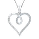 Womens 1/8 Ct. T.w. White Diamond Heart Pendant Necklace