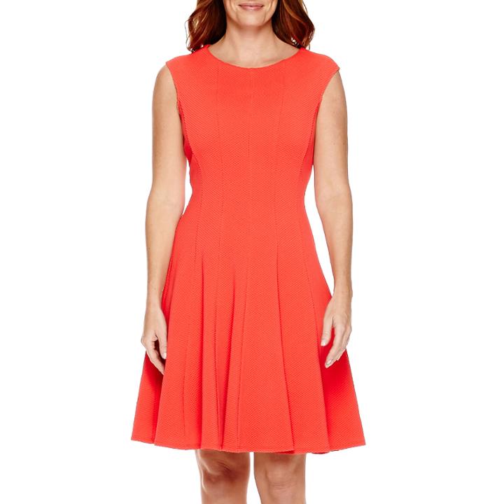 Danny & Nicole Sleeveless Textured Fit-and-flare Dress - Petite