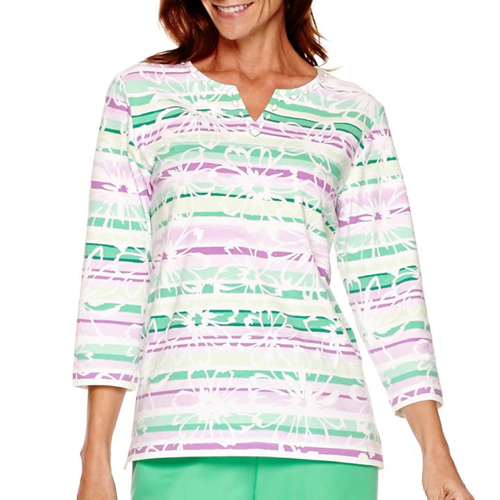 Alfred Dunner Always In Style 3/4-sleeve Ombr Print Top