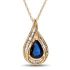 Womens 1/10 Ct. T.w. Blue Sapphire Gold Pendant Necklace
