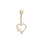 10k Yellow Gold Cubic Zirconia Open Heart Belly Ring