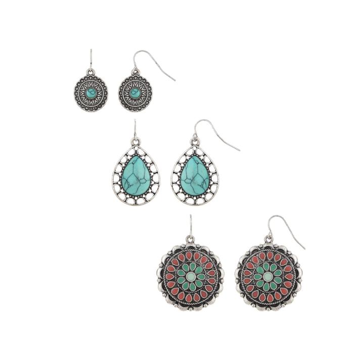 Decree 3-pc. Multi Color Earring Sets