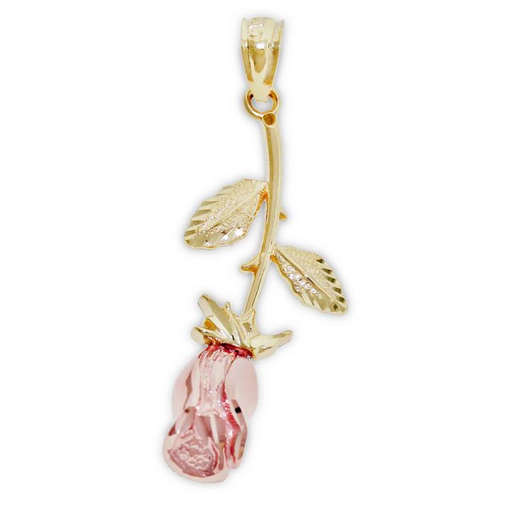 Womens 14k Two Tone Gold Flower Pendant