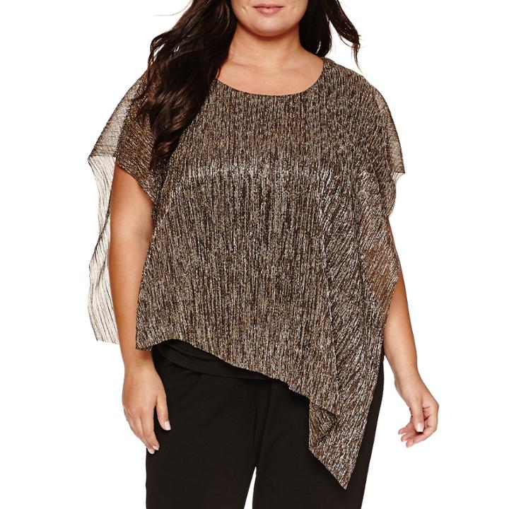 Alyx Short Sleeve Metallic Popover Blouse-plus