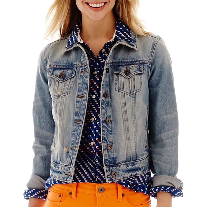 Stylus&trade; Destructed Denim Jacket