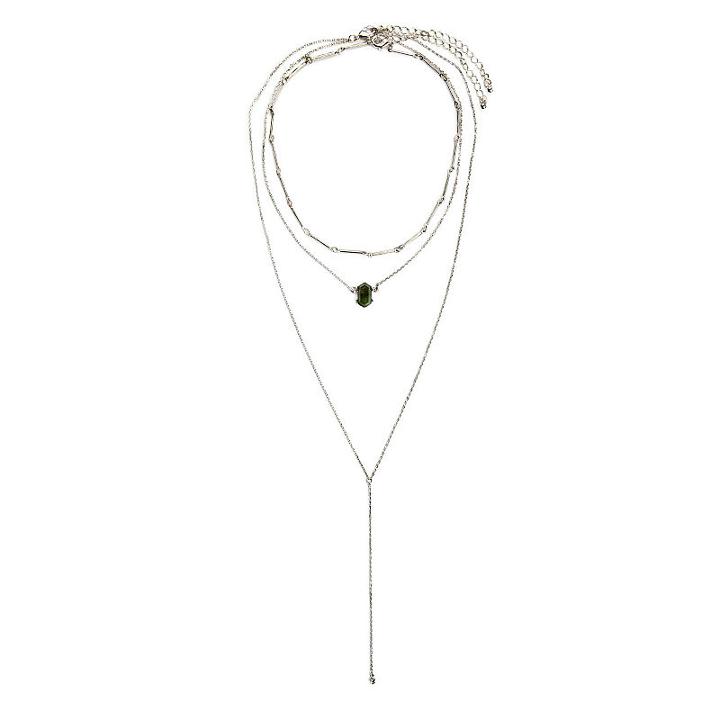 Carole Womens 2-pack Clear Necklace Set
