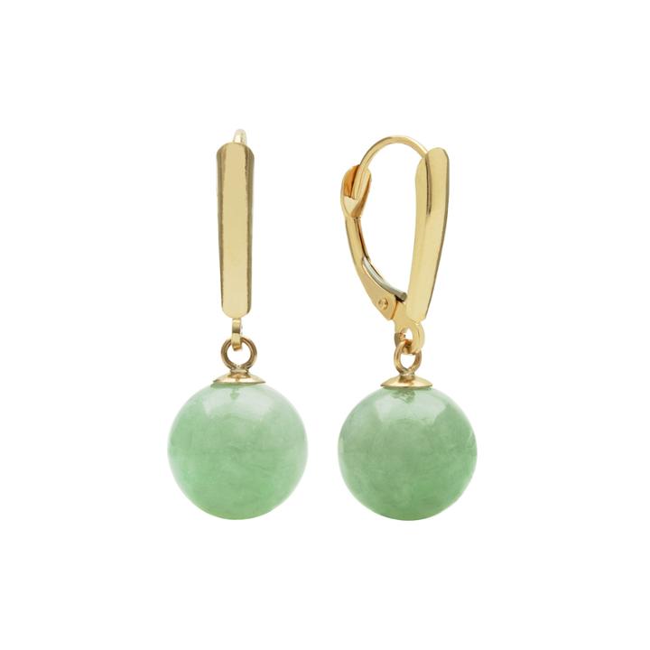 Green Jade 14k Yellow Gold Earrings