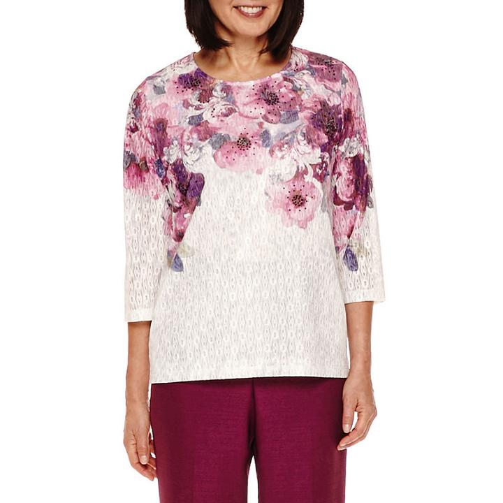 Alfred Dunner Veneto Valley 3/4-sleeve Floral Yoke Top