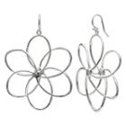 Silver Reflections Silver Plated Flower Pure Silver Over Brass Flower Drop Earrings