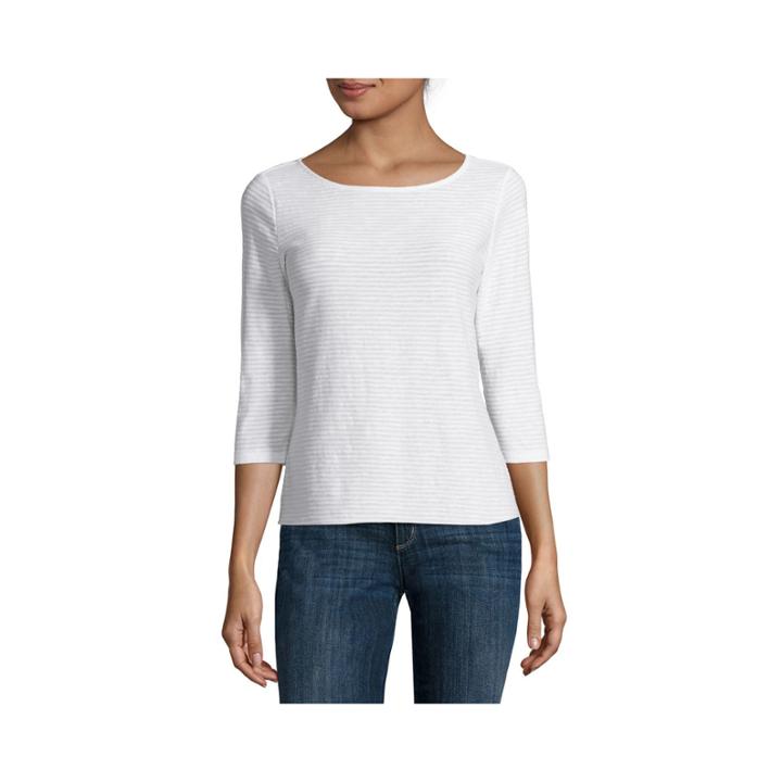 Liz Claiborne 3/4-sleeve Shadow Stripe Tee - Petite