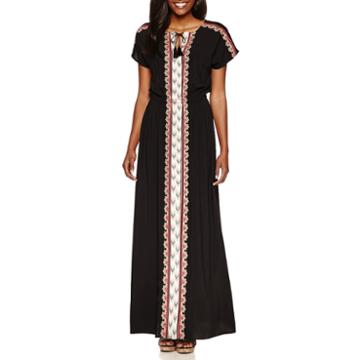 By Artisan Short Sleeve Embroidered Maxi Dress