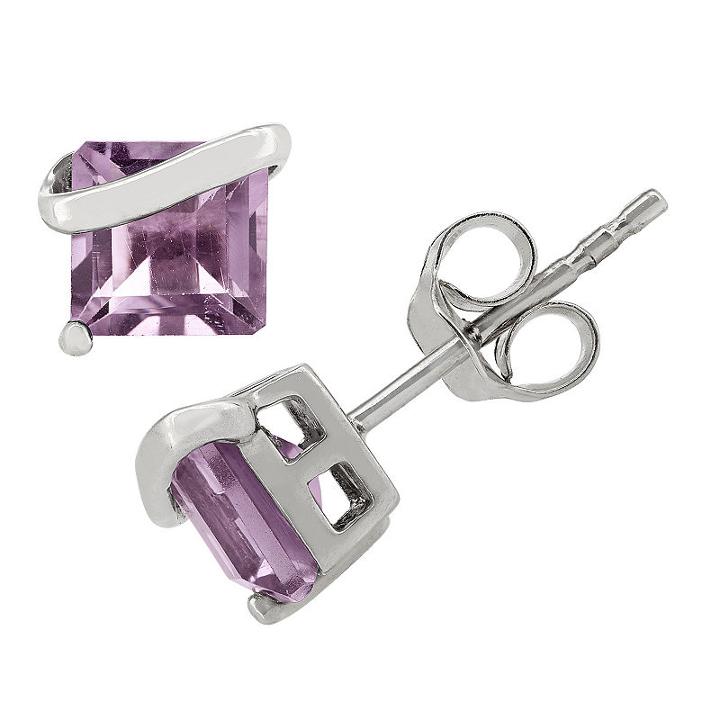 Genuine Purple Amethyst 6.1mm Stud Earrings
