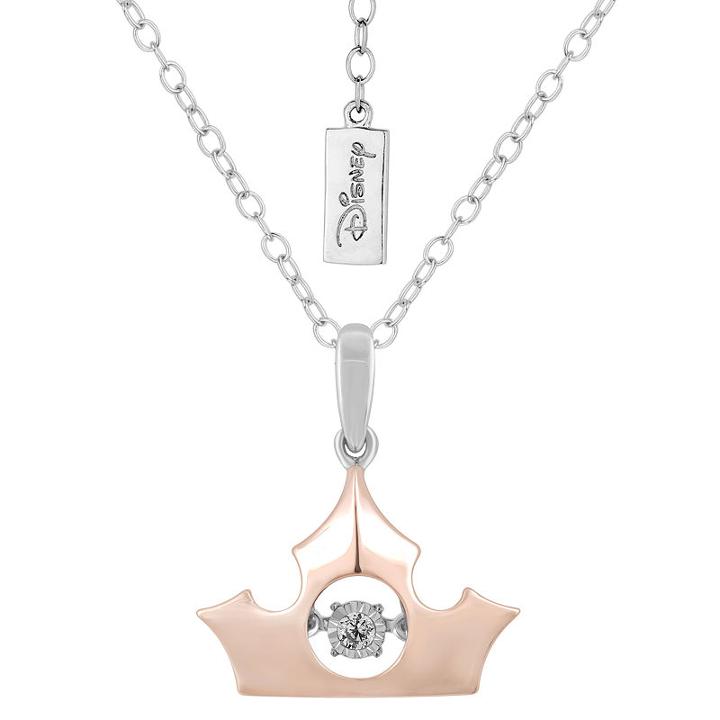 Enchanted Disney Fine Jewelry Womens Diamond Accent White Diamond Gold Sterling Silver Pendant Necklace