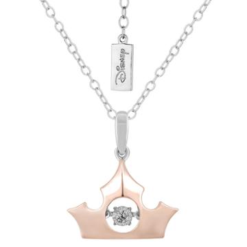 Enchanted Disney Fine Jewelry Womens Diamond Accent White Diamond Gold Sterling Silver Pendant Necklace