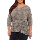 A.n.a 3/4 Sleeve Tie Side T-shirt-womens Plus