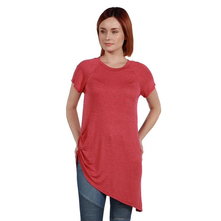 24/7 Comfort Apparel Zola Asymmetric Short Sleeve Tee - Plus