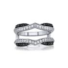 5/8 Ct. T.w. White & Color-enhanced Black Diamond Chevron Ring Wrap