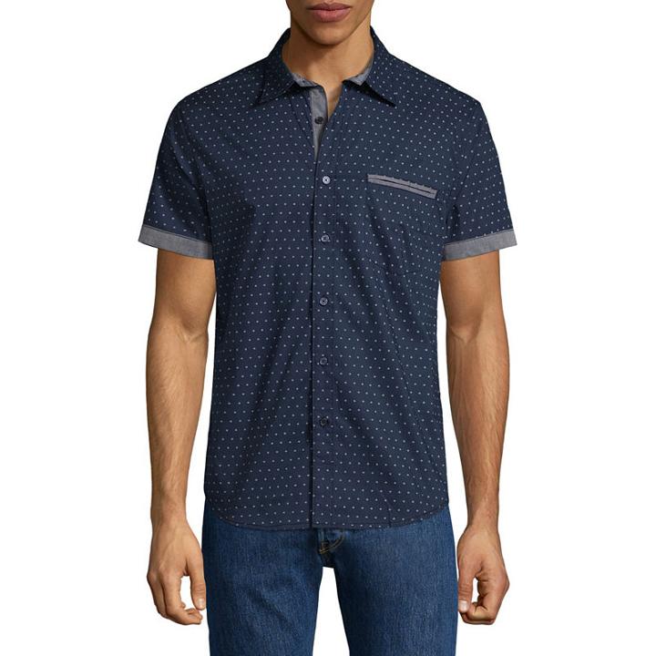 Decree Short Sleeve Polka Dot Button-front Shirt